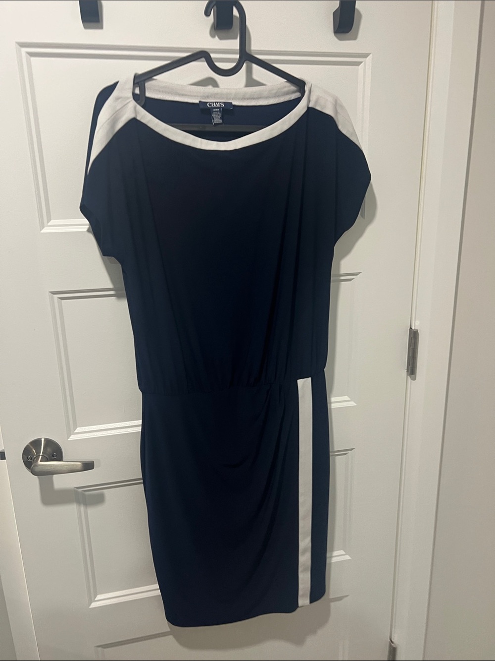 Chaps Navy Dress with White Trim